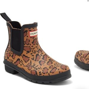 Hunter leopard short rain boots